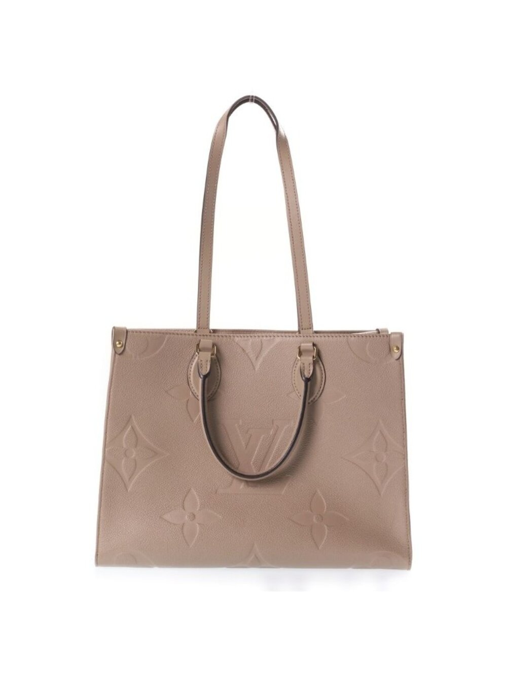 Louis Vuitton Monogram Empreinte On The Go MM Tote Bag Beige Leather